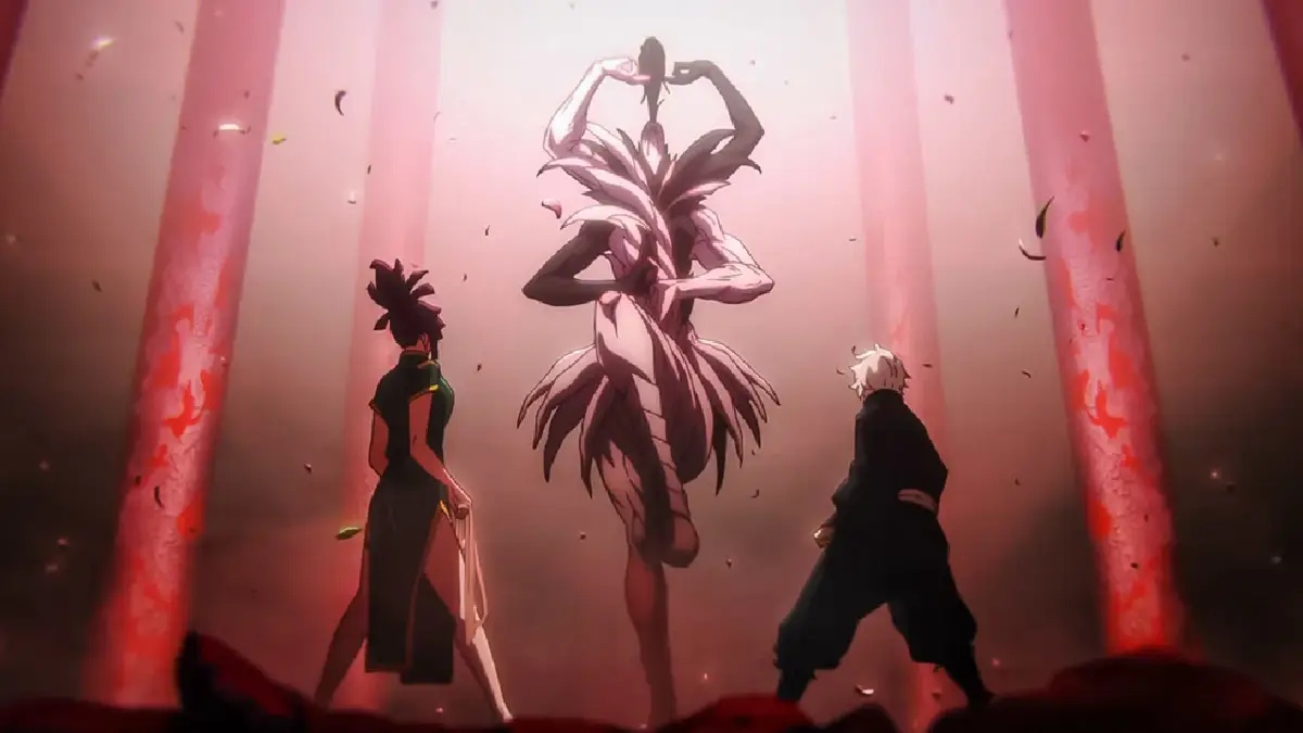 Visual dan animasi Gabimaru dan Yuzuriha vs Ran terlihat seperti lukisan digital (dok. MAPPA/Hell's Paradise: Jigokuraku)